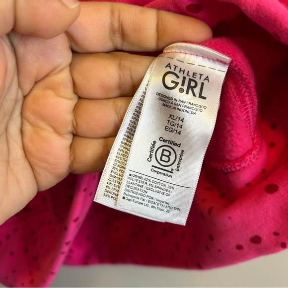 Athleta Girl Retro plush Oversized Hoodie City Lights Pink Polkadots XL/14 - Picture 5 of 8